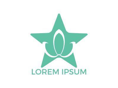 Abstract star shape lotus flower logo design. Yoga and spa beauty logo design template.	