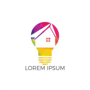 Smart house logo design. Light bulb with house logo. Concept for smart intellectual house.	