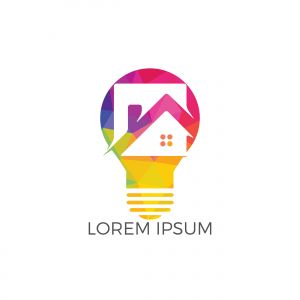 Smart house logo design. Light bulb with house logo. Concept for smart intellectual house.	