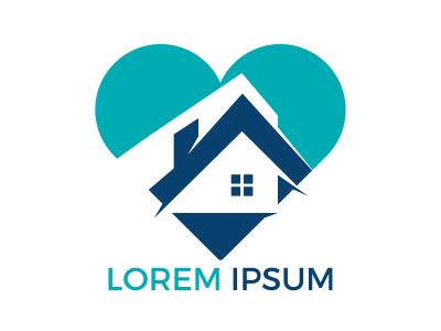 Sweet home logo design. House and heart or love symbol. Family, real estate and realty vector icon.	