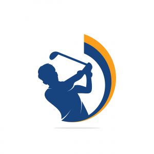 Golf club vector logo design. Golf player hits ball inspiration Logo design	