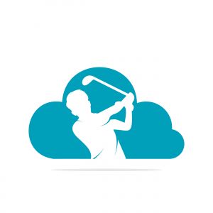 Cloud Golf vector logo design. Golf player hits ball inspiration Logo design	