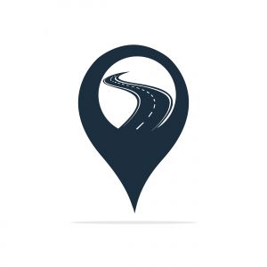 Pin Road Location logo design. Transport app logo design concept.	