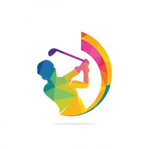 Golf club vector logo design. Golf player hits ball inspiration Logo design	