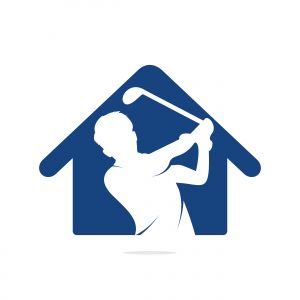 Home Golf vector logo design. Golf player hits ball inspiration Logo design	