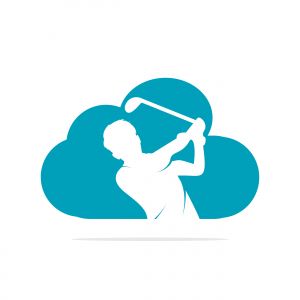 Cloud Golf vector logo design. Golf player hits ball inspiration Logo design	