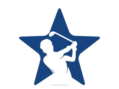 Star Golf club vector logo design. Golf player hits ball inspiration Logo design	