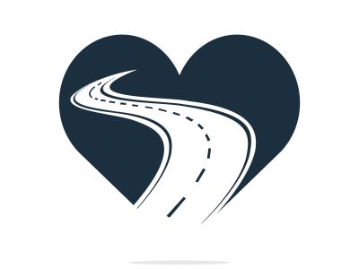 Love road vector logo design. Creative road journey logo design.	