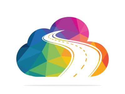 Cloud road logo vector element. Creative road journey logo design.	