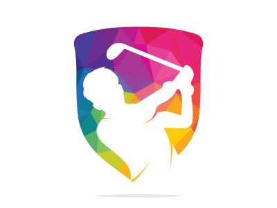 Golf club vector logo design. Golf player hits ball inspiration Logo design	