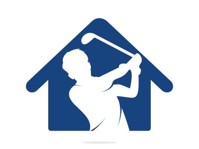Home Golf vector logo design. Golf player hits ball inspiration Logo design	