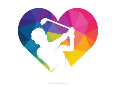 Love Golf club vector logo design. Golf player hits ball inspiration Logo design	