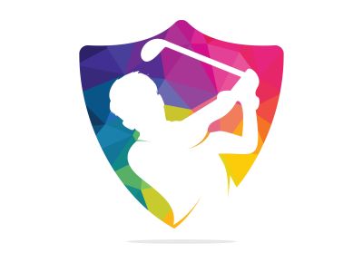 Golf club vector logo design. Golf player hits ball inspiration Logo design	