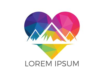 Creative mountain and love logo design. Mountain adventure lover logo inspirations, mountain traveling lover logo concept.	