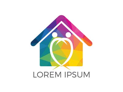 Home care logo design. House and people vector logo design.	