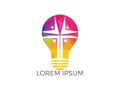 People church light bulb shape logo design. Template logo for churches and Christian organizations cross	