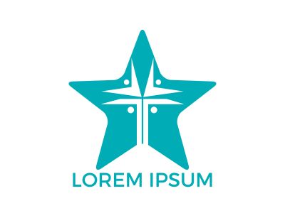 People church star shape logo design. Template logo for churches and Christian organizations cross	