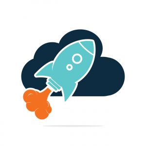  Rocket and cloud logo design. Start up and transport logo.