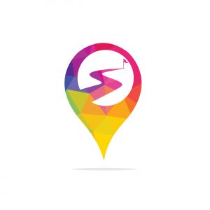 Way to success vector logo design. GPS pointer icon of business and finance logo design vector.	