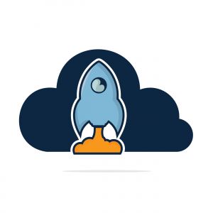  Rocket and cloud logo design. Start up and transport logo.