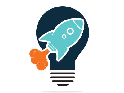 Light bulb and rocket logo design. Light bulb and airplane symbol or icon.