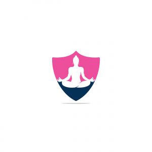 yoga lotus position vector logo design.